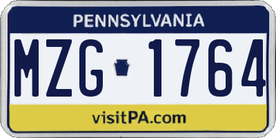 PA license plate MZG1764