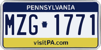 PA license plate MZG1771