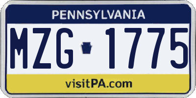 PA license plate MZG1775