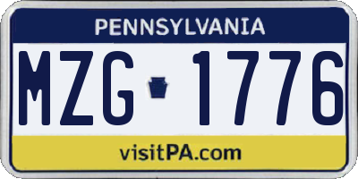 PA license plate MZG1776