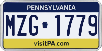 PA license plate MZG1779
