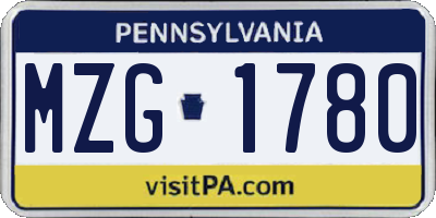 PA license plate MZG1780