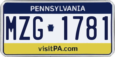 PA license plate MZG1781