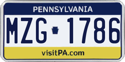 PA license plate MZG1786