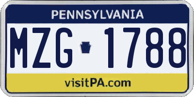 PA license plate MZG1788