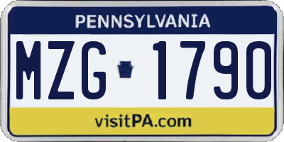 PA license plate MZG1790