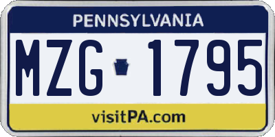 PA license plate MZG1795
