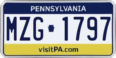 PA license plate MZG1797
