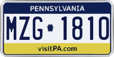 PA license plate MZG1810