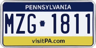 PA license plate MZG1811