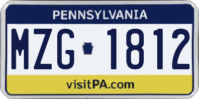 PA license plate MZG1812
