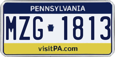 PA license plate MZG1813