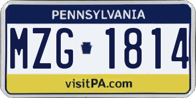 PA license plate MZG1814