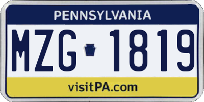 PA license plate MZG1819