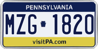 PA license plate MZG1820