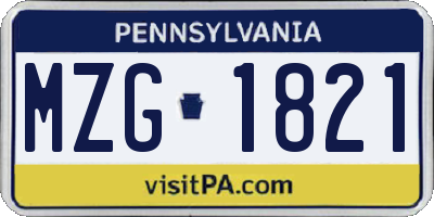 PA license plate MZG1821