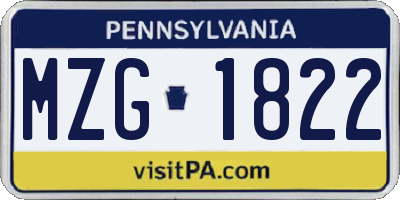 PA license plate MZG1822