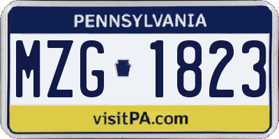 PA license plate MZG1823