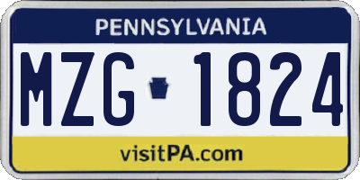 PA license plate MZG1824