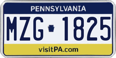 PA license plate MZG1825