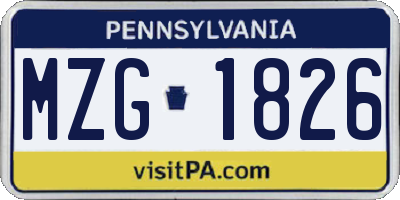 PA license plate MZG1826