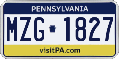 PA license plate MZG1827