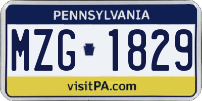 PA license plate MZG1829