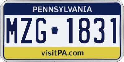 PA license plate MZG1831