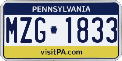 PA license plate MZG1833