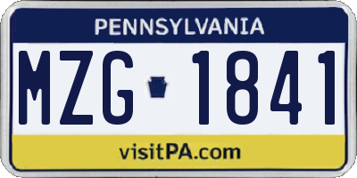 PA license plate MZG1841