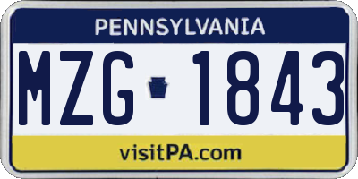 PA license plate MZG1843