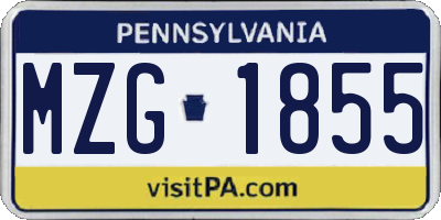 PA license plate MZG1855