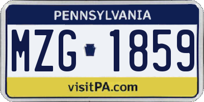 PA license plate MZG1859