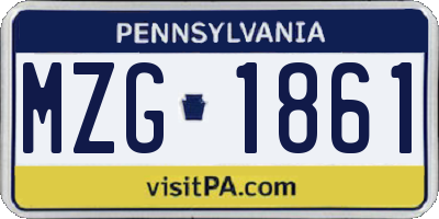 PA license plate MZG1861