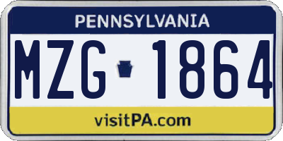PA license plate MZG1864