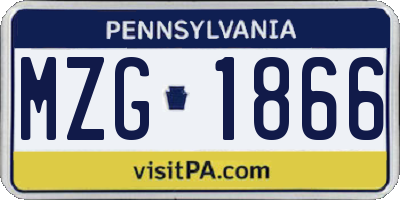 PA license plate MZG1866
