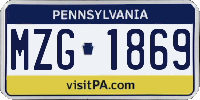 PA license plate MZG1869