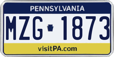 PA license plate MZG1873