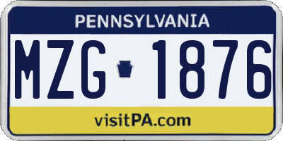 PA license plate MZG1876