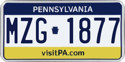 PA license plate MZG1877