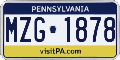 PA license plate MZG1878
