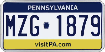 PA license plate MZG1879