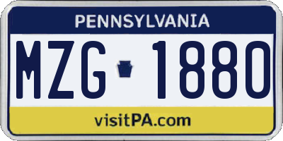 PA license plate MZG1880
