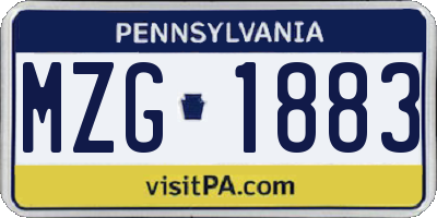 PA license plate MZG1883