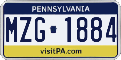 PA license plate MZG1884