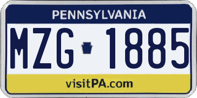 PA license plate MZG1885