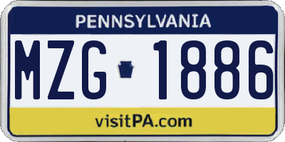 PA license plate MZG1886