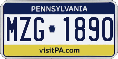 PA license plate MZG1890