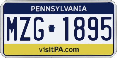 PA license plate MZG1895