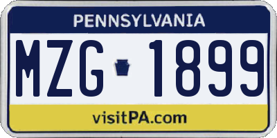 PA license plate MZG1899